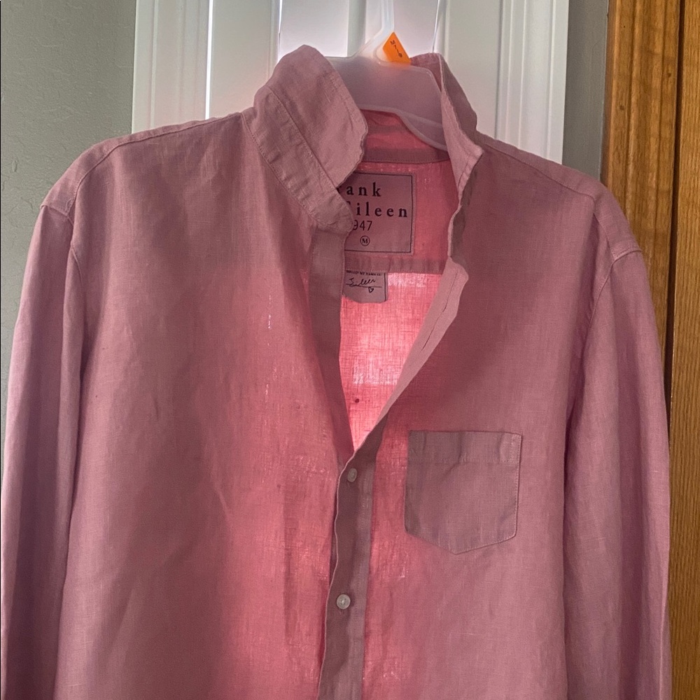 Frank & Eileen Pink/Mauve women’s linen long sleeve shirt - Picture 4 of 11